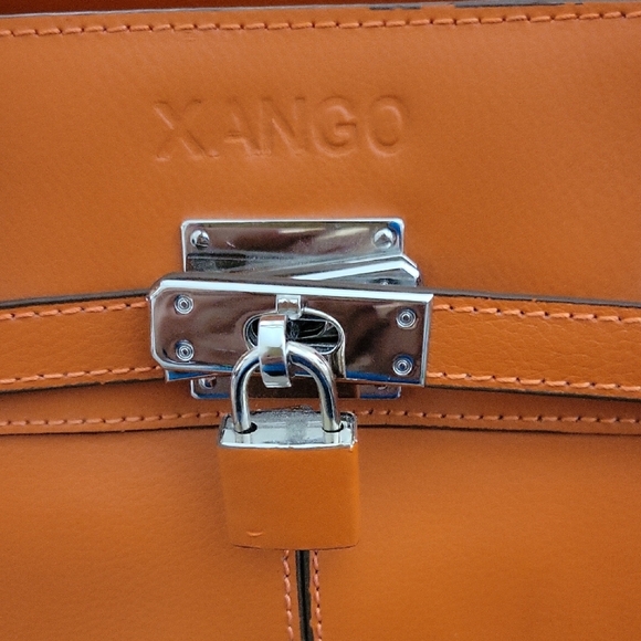 Xango Orange Faux Leather Tote, Tons Of Storage - Picture 2 of 16